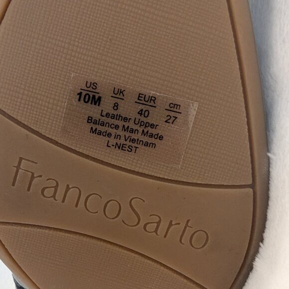 FRANCO SARTO Leather Booties 10 Pointed Toe Mirrored Heel Panels Side Zipper Blk - Picture 8 of 9